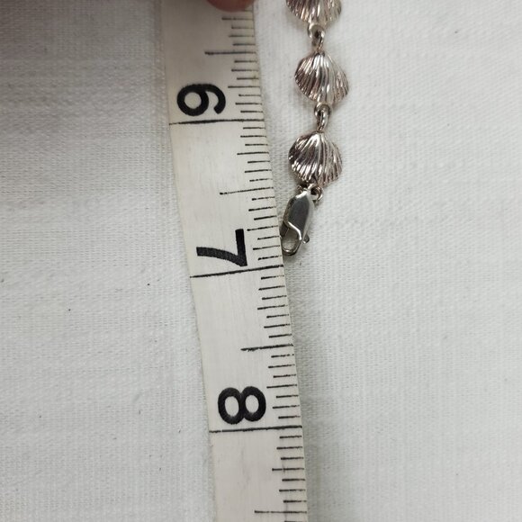 Gorgeous Vintage Tiny Shell Link Bracelet Shell Design Silver 925 - Picture 11 of 11
